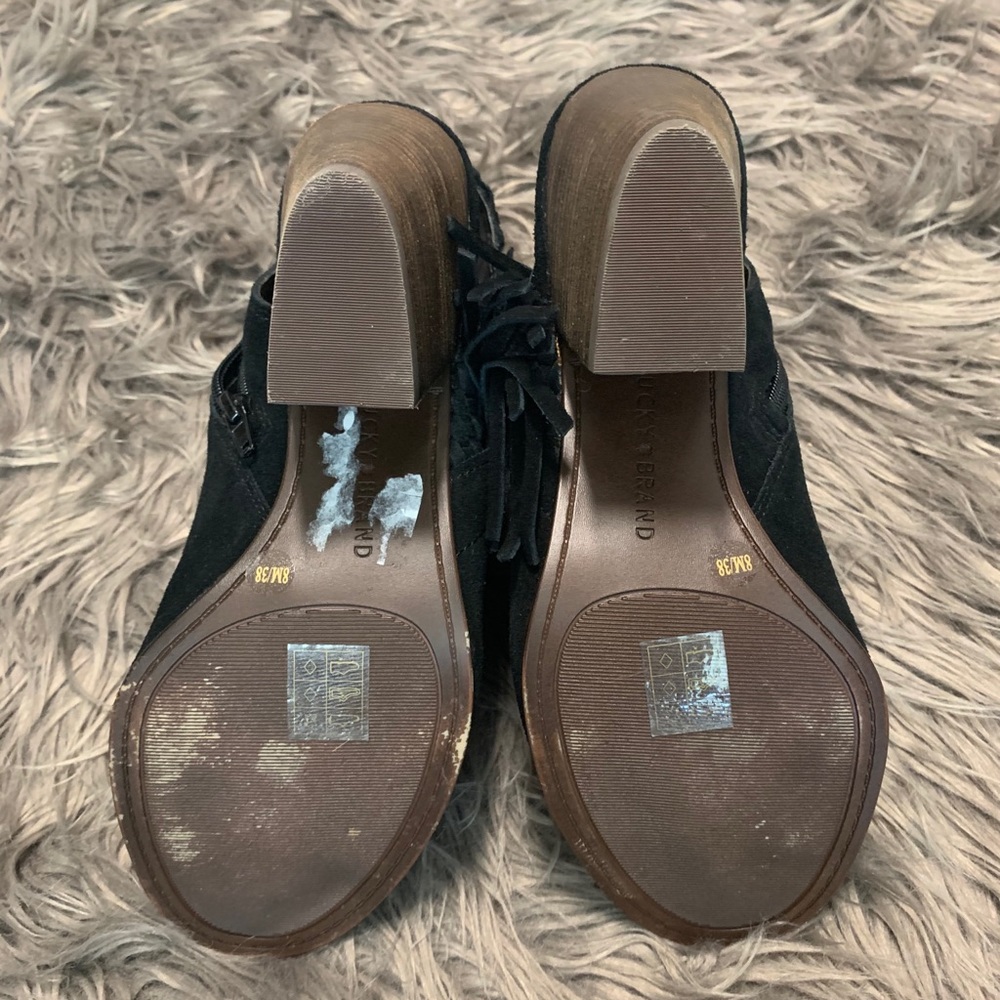 Lucky Brand Peep Toe Black Suede Shoes - Picture 5 of 6